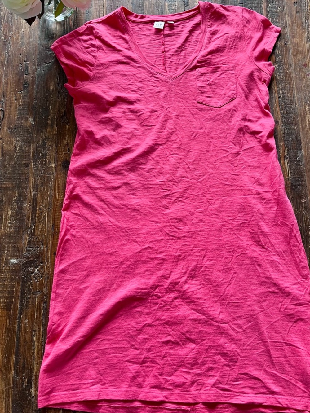 GAP Azalea Pink V-Neck Tee Dress Sz M